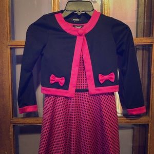 Girls Dress 6X Zunie Pink & Black Dress w/ Sweater